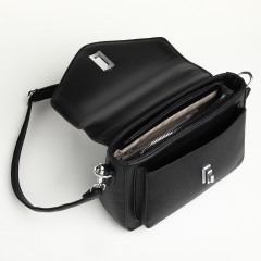 Сумка женская-мессенджер на клапане чёрная Textura(фото6)