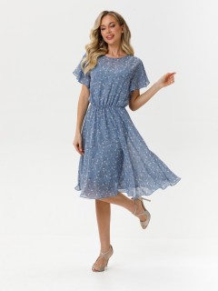 Платье шифоновое голубое с цветочным принтом Diolche(фото3)