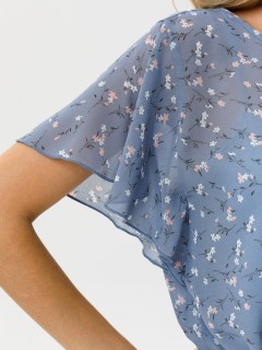 Платье шифоновое голубое с цветочным принтом Diolche(фото5)