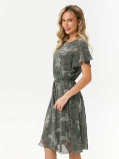 Платье шифоновое оливкового цвета с принтом Diolche(фото8)