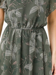 Платье шифоновое оливкового цвета с принтом Diolche(фото7)