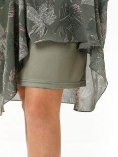 Платье шифоновое оливкового цвета с принтом Diolche(фото10)