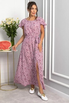 Платье макси в пыльно-розовом цвете с очаровательным принтом LT collection