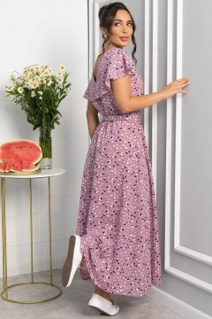 Платье макси в пыльно-розовом цвете с очаровательным принтом LT collection(фото6)