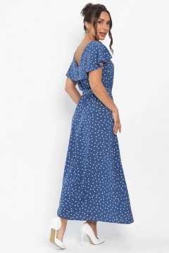 Платье макси синего цвета в горошек  LT collection(фото4)