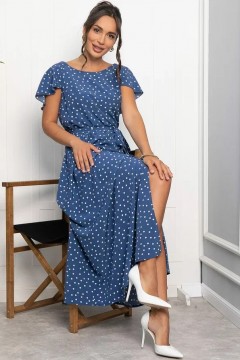 Платье макси синего цвета в горошек  LT collection