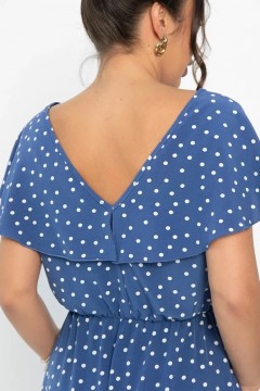 Платье макси синего цвета в горошек  LT collection(фото7)