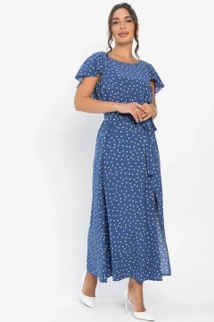 Платье макси синего цвета в горошек  LT collection(фото3)