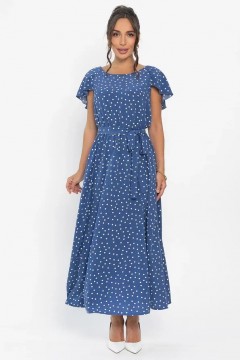 Платье макси синего цвета в горошек  LT collection(фото5)