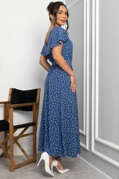 Платье макси синего цвета в горошек  LT collection(фото8)