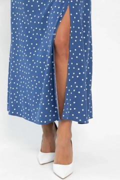 Платье макси синего цвета в горошек  LT collection(фото6)