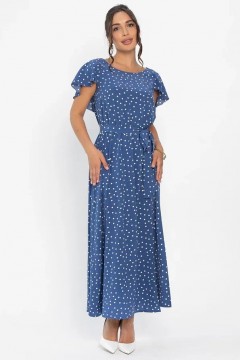 Платье макси синего цвета в горошек  LT collection(фото2)