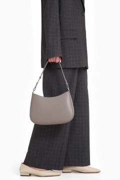 Сумка женская багет на молнии серого цвета Textura