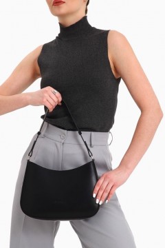 Сумка женская багет на молнии чёрного цвета Textura