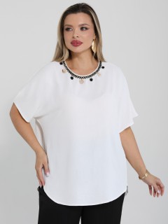 Блузка белая с короткими рукавами Dora(фото7)