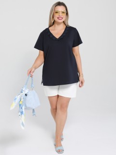 Футболка трикотажная чернильного цвета Dora(фото2)