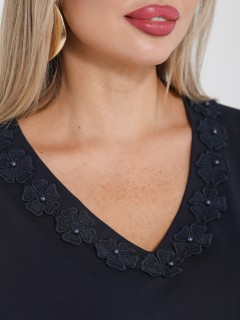 Футболка трикотажная чернильного цвета Dora(фото4)