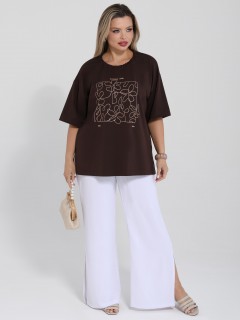 Футболка трикотажная коричневого цвета с принтом Dora(фото2)