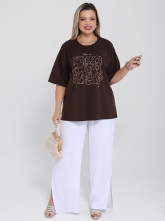 Футболка трикотажная коричневого цвета с принтом Dora(фото5)