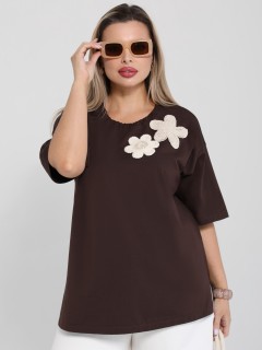 Футболка трикотажная шоколадного цвета с принтом Dora(фото3)