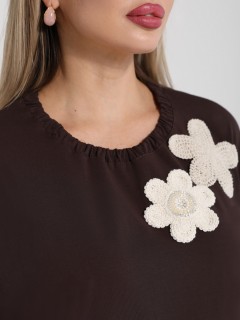 Футболка трикотажная шоколадного цвета с принтом Dora(фото4)