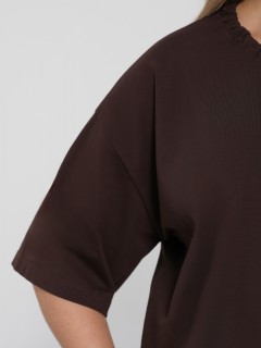 Футболка трикотажная шоколадного цвета с принтом Dora(фото7)