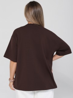 Футболка трикотажная шоколадного цвета с принтом Dora(фото8)