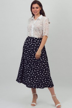 Юбка трикотажная тёмно-синяя в горошек Braslava