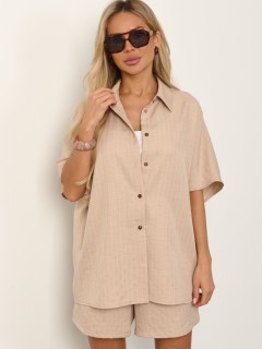 Рубашка бежевая в полоску Jetty(фото7)