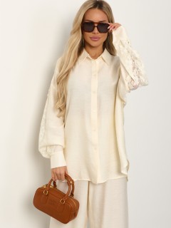 Рубашка молочного цвета с длинными рукавами Jetty(фото3)