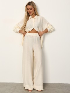 Брюки прямые молочного цвета с карманами Jetty(фото2)