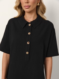 Платье-футболка чёрное из хлопка Jetty(фото4)