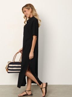 Платье-футболка чёрное из хлопка Jetty(фото10)