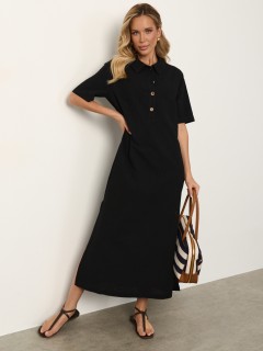 Платье-футболка чёрное из хлопка Jetty(фото2)