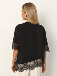 Блузка чёрная с кружевом Jetty(фото8)