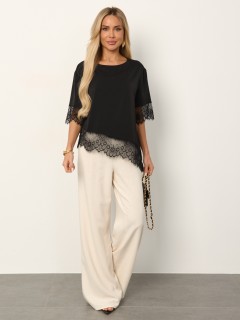 Блузка чёрная с кружевом Jetty(фото9)