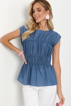 Блузка синего цвета из хлопка Jetty