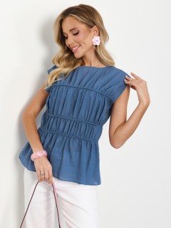 Блузка синего цвета из хлопка Jetty(фото4)