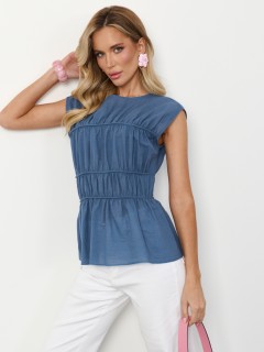Блузка синего цвета из хлопка Jetty(фото8)