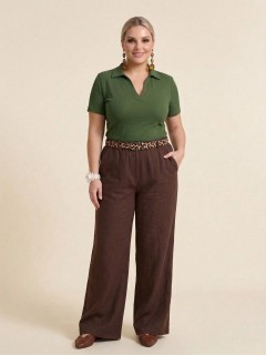 Брюки шоколадного цвета с карманами Agata(фото3)