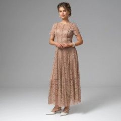 Платье бежевое из кружева на подкладе Charutti(фото2)