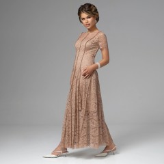 Платье бежевое из кружева на подкладе Charutti(фото4)