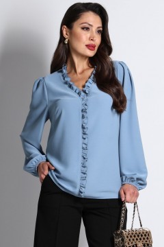Блузка тёмно-голубая с длинными рукавами DStrend