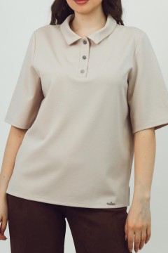 Футболка-поло трикотажная бежевая Braslava(фото3)