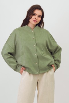 Бомбер светло-зелёный из искусственной замши Braslava(фото3)