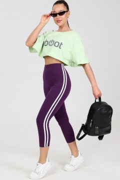 Капри трикотажные в цвете баклажан с лампасами Iv-capriz