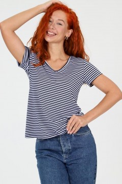 Футболка трикотажная тёмно-синяя в полоску Iv-capriz