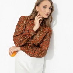 Рубашка оранжевая с леопардовым принтом Charutti(фото9)