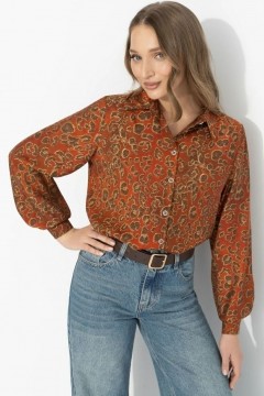 Рубашка оранжевая с леопардовым принтом Charutti