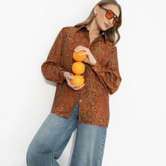 Рубашка оранжевая с леопардовым принтом Charutti(фото3)